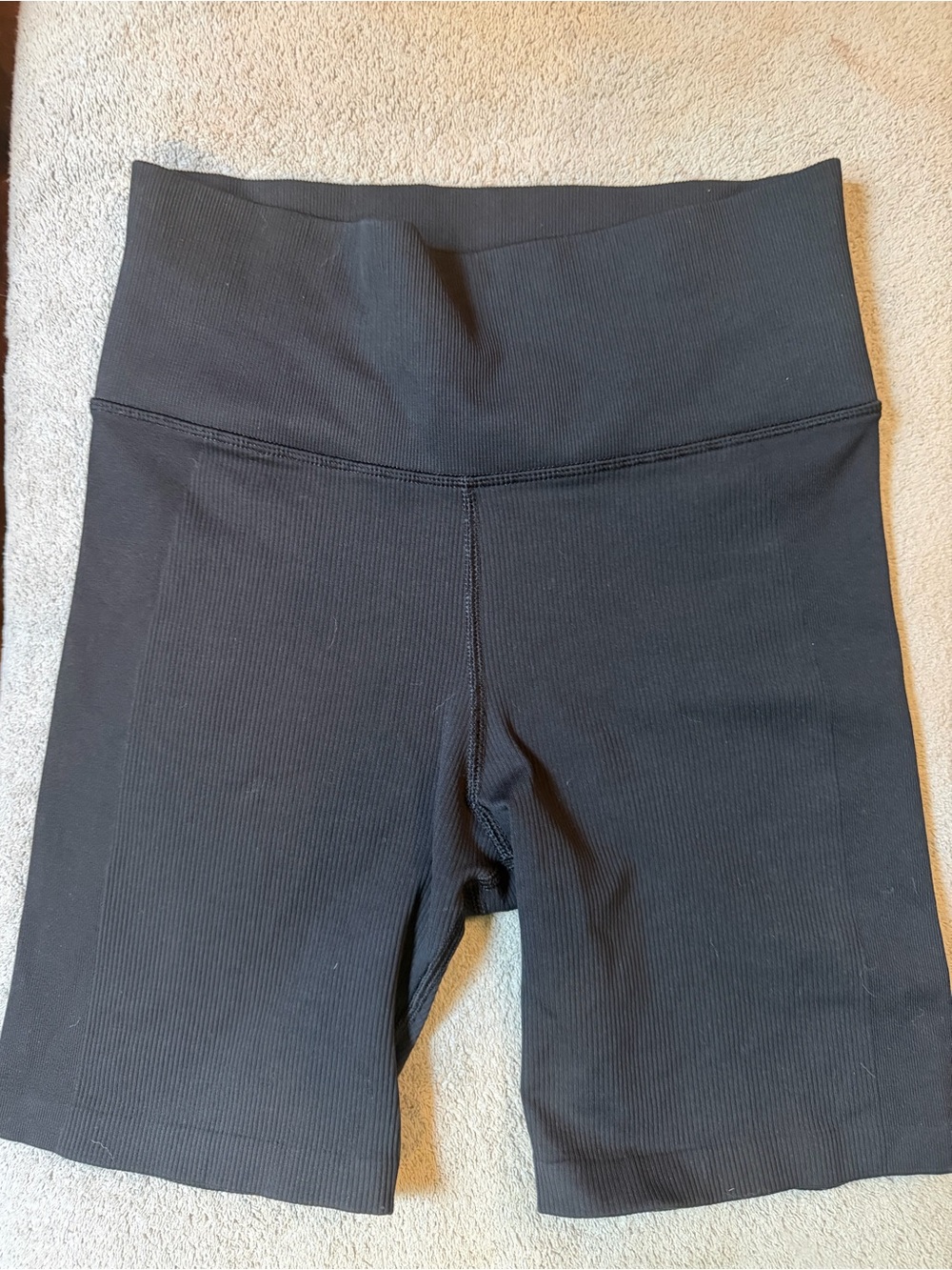 Athleta Black Ribbed High-Rise Bike Shorts